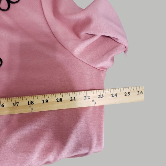 Cricket Lane  Vtg Sweater With Black Embroidery & Faux Buttons Pink/black Large - Picture 7 of 10